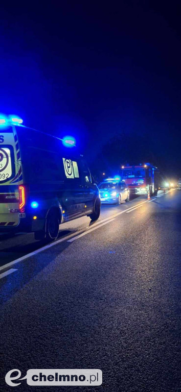 Wypadek w okolicach Chełmna: zderzenie samochodu osobowego z ciężarowym