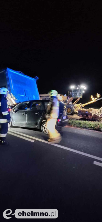 Wypadek w okolicach Chełmna: zderzenie samochodu osobowego z ciężarowym