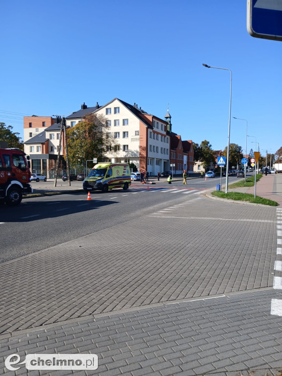 Wypadek motocyklisty z osobówką w Chełmnie