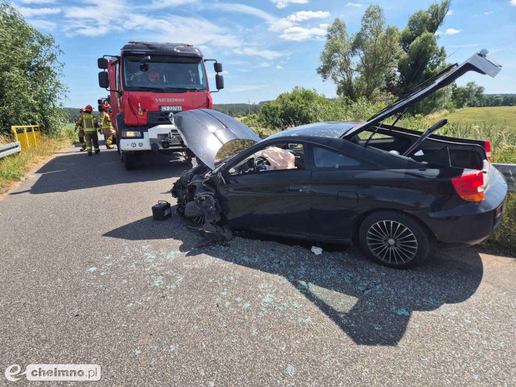 Pożar samochodu i wypadek w jednym dniu w okolicach Chełmna