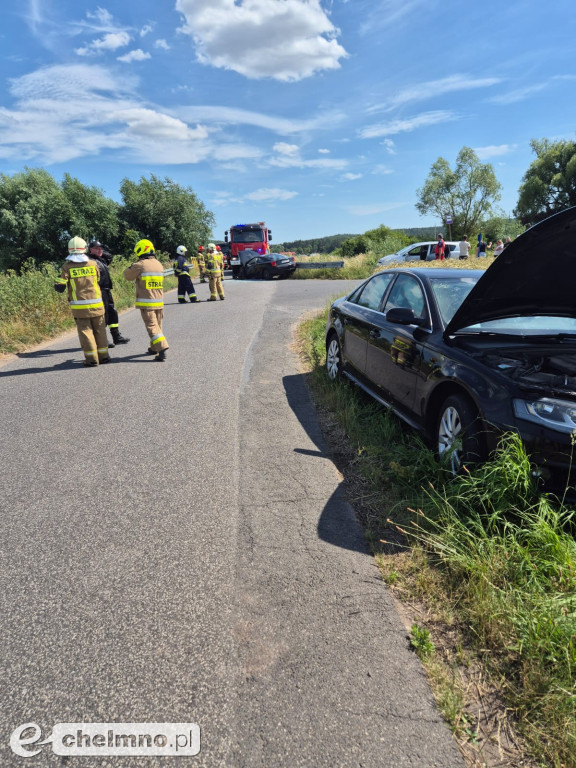 Pożar samochodu i wypadek w jednym dniu w okolicach Chełmna