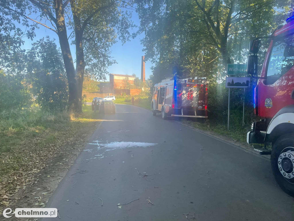 Wypadek w powiecie chełmińskim – samochód uderzył w drzewo