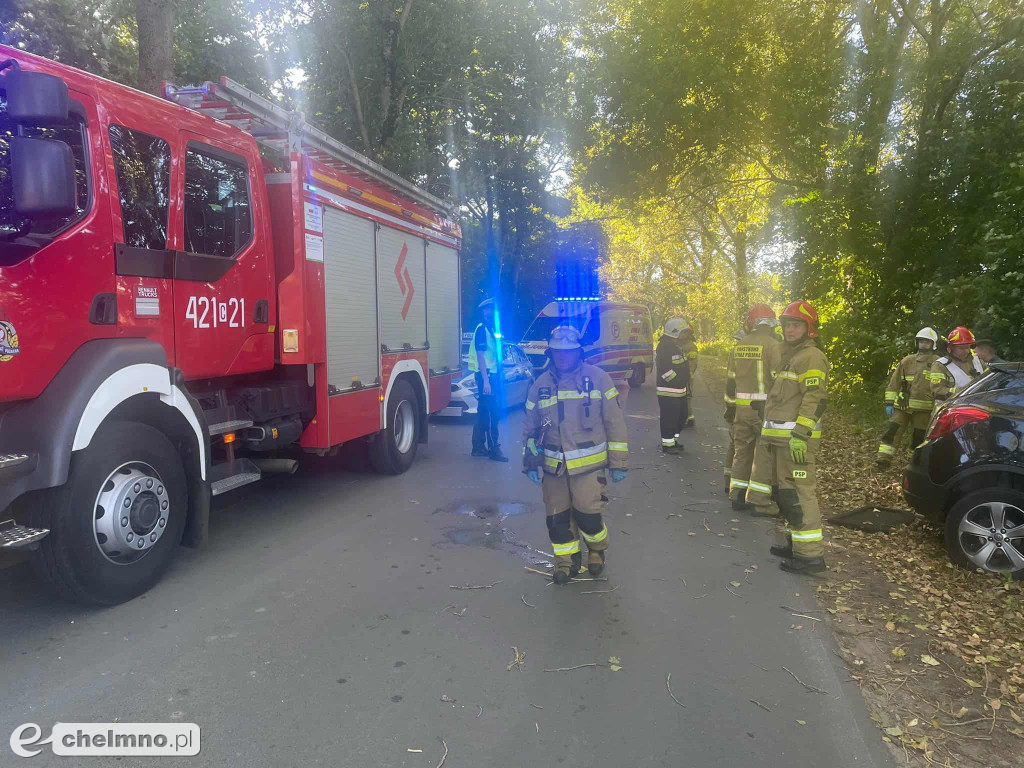 Wypadek w powiecie chełmińskim – samochód uderzył w drzewo