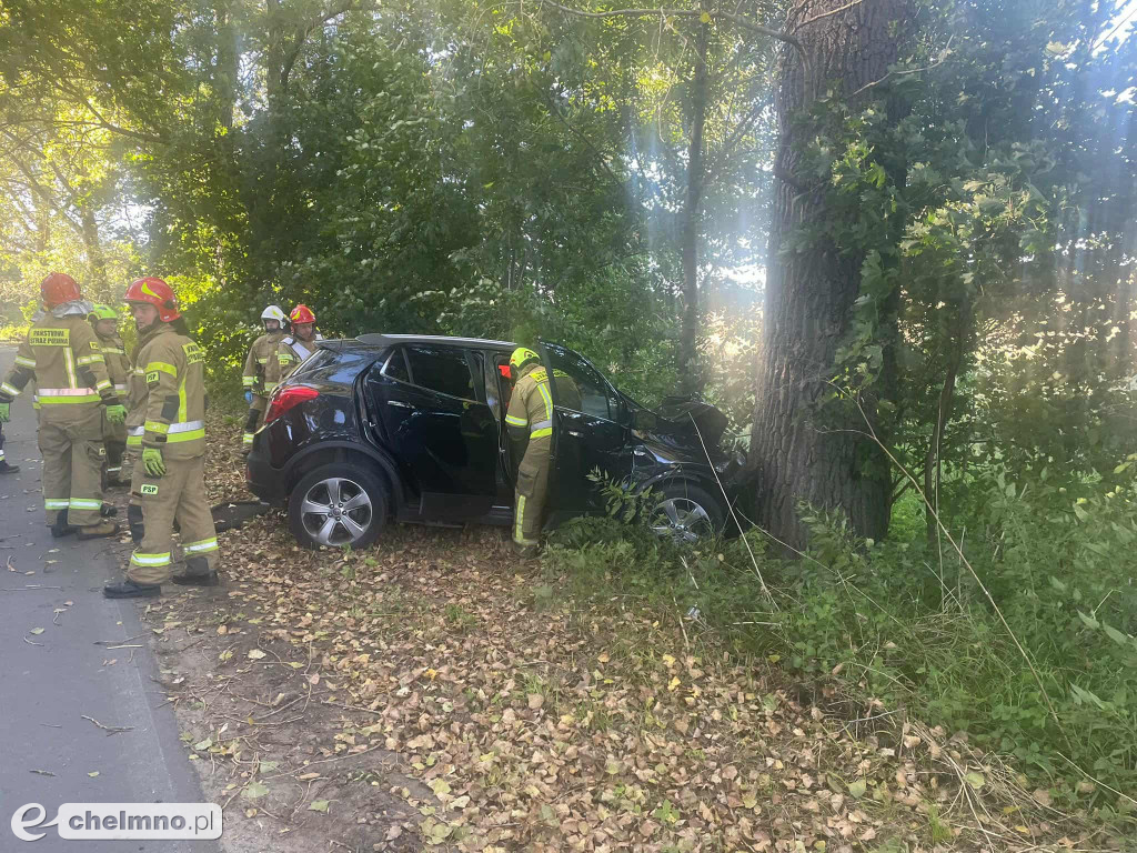 Wypadek w powiecie chełmińskim – samochód uderzył w drzewo