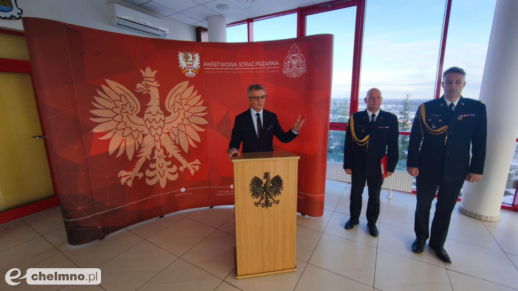 Uroczysta zbiórka w KP PSP w Chełmnie