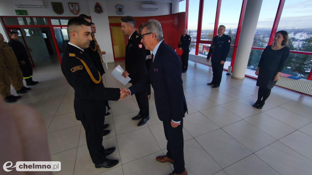 Uroczysta zbiórka w KP PSP w Chełmnie