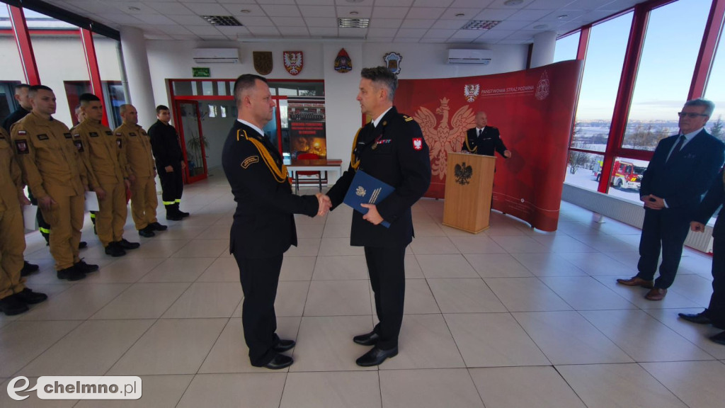 Uroczysta zbiórka w KP PSP w Chełmnie