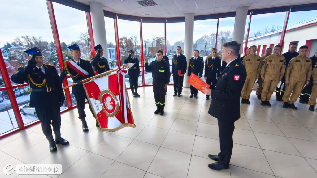 Uroczysta zbiórka w KP PSP w Chełmnie