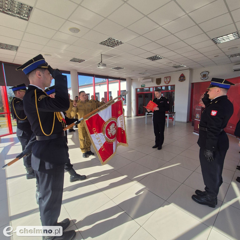 Uroczysta zbiorka w KP PSP w Chełmnie