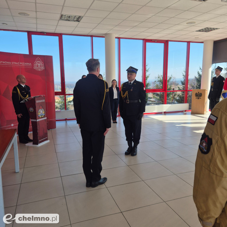 Uroczysta zbiorka w KP PSP w Chełmnie