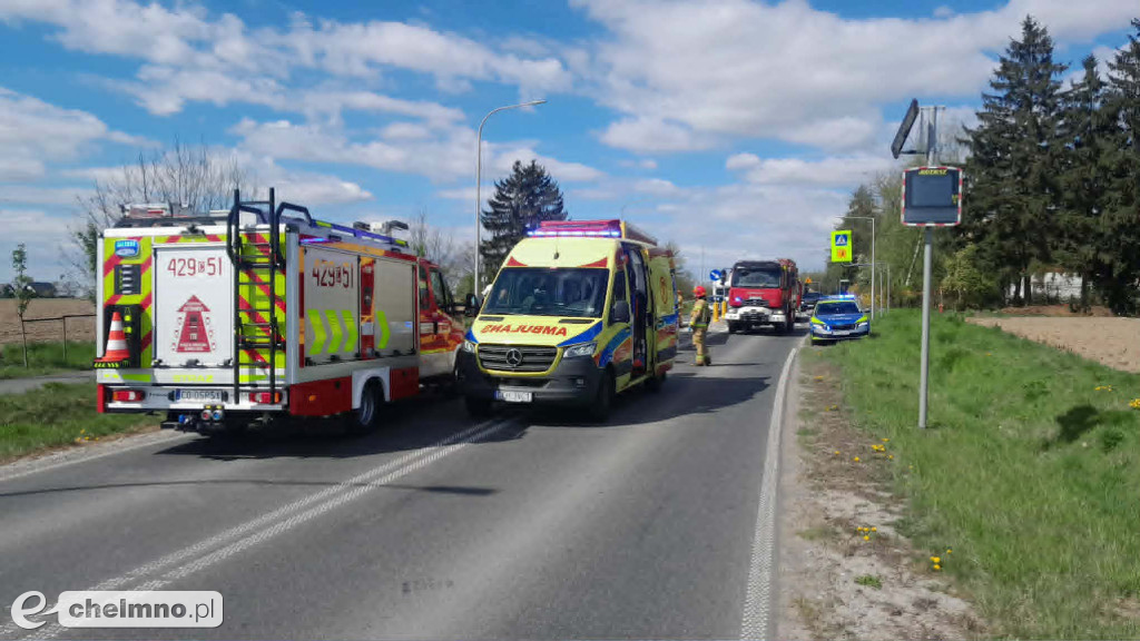 Wypadek na DW 548 w Krusinie – motocyklista ranny