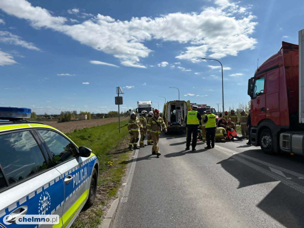 Wypadek na DW 548 w Krusinie – motocyklista ranny