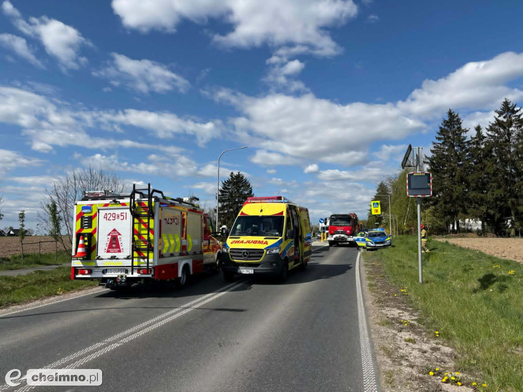 Wypadek na DW 548 w Krusinie – motocyklista ranny