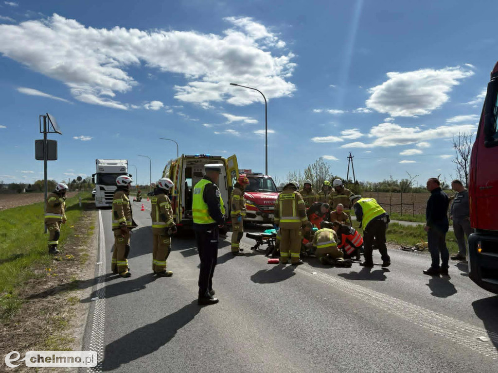 Wypadek na DW 548 w Krusinie – motocyklista ranny