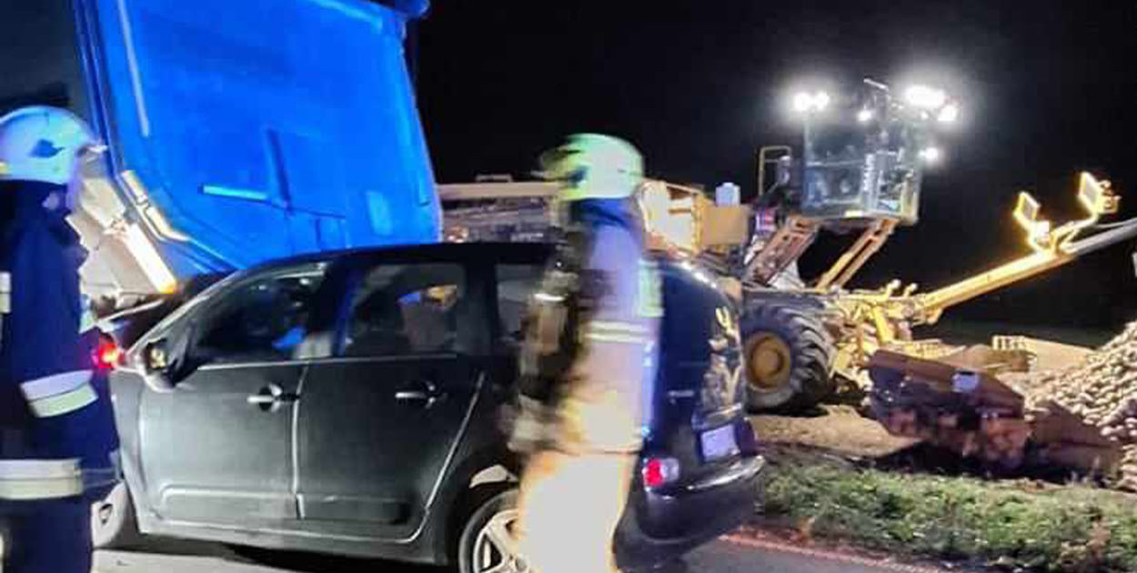 Wypadek w okolicach Chełmna: zderzenie samochodu osobowego z ciężarowym
