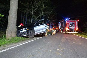 Tragedia uniknięta o włos! Audi na drzewie niedaleko Chełmna-7287