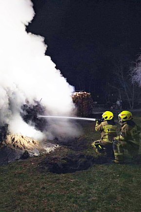 Pożar sterty drewna na prywatnej posesji w Brukach Unisławskich-8881