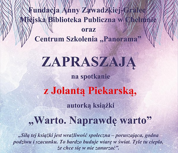Spotkanie autorskie w Miejskiej Bibliotece Publicznej w Chełmnie