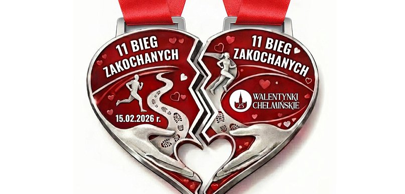 Unikatowy medal dla uczestników Biegu Zakochanych w Chełmnie