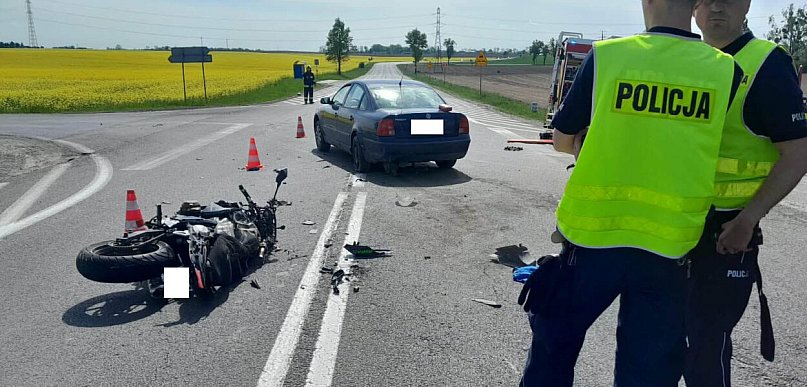 Ranny w wypadku motocyklista trafił do szpitala