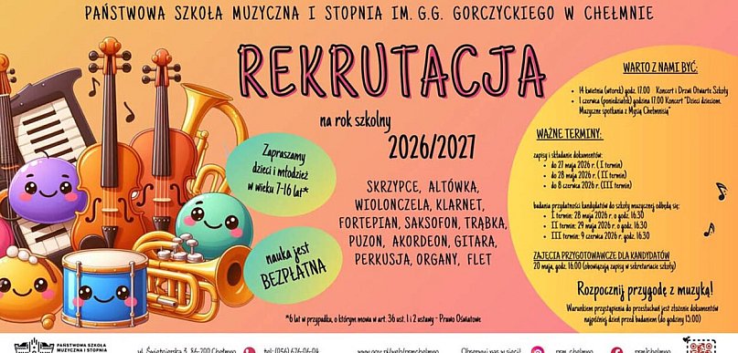 Trwa rekrutacja do Państwowej Szkoły Muzycznej w Chełmnie