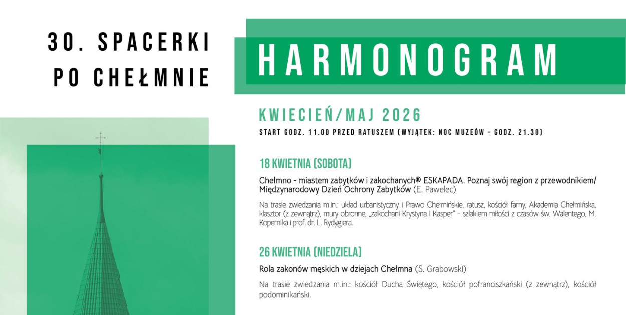 Już za trzy tygodnie ruszamy ze "Spacerkami po Chełmnie"